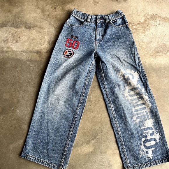 G-Unit Y2k Patch Jeans Size 12/26 - Picture 1 of 9